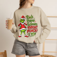 Rock - Paper - Scissors - Throat Punch- Dr. Seuss Grinch Christmas Sweatshirt