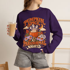 Pumpkin Spice & Paranormal Nights Crewneck Sweatshirt - Halloween