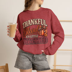 "Thankful, Blessed & a Little Stressed" Fall Pumpkin Sweatshirt