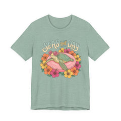 Seas the Day Turtle Tee — Vintage Floral Beach T-Shirt