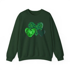 Green Heart Patterns Unisex Heavy Blend Crewneck Sweatshirt | St. Patrick's Day/Christmas