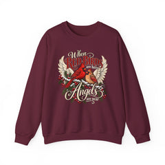 Red Birds Are Angels Crewneck Sweatshirt — Memorial Cardinal Tribute Sweater- Christmas Vibes