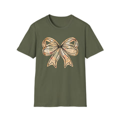 Vintage Newspaper Print Pen & Ink Bow T-Shirt