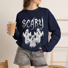 Scary Ghosts Unisex Crewneck Sweatshirt | Halloween Apparel, Spooky Sweatshirt, Ghost Theme, Gift for Halloween Lovers, Cozy Fall Fashion