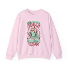 Halloween Sweatshirt — "Serving Chills with Extra Whipped Cream" Retro Ice Cream Graphic - BP