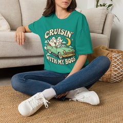 Cruisin' With My Boos T-Shirt — Cute Retro Ghosts Driving Graphic Halloween BP