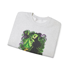 Witch Silhouette Forest Crewneck Sweatshirt – Green Gothic Witchy Art - Wicked