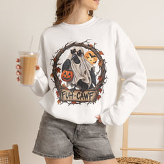 Halloween Ghost Crewneck Sweatshirt – 'Fuh-Cawf' Spooky Pumpkin Design