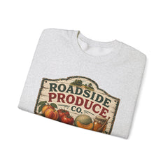 Roadside Produce Co. Crewneck Sweatshirt — Vintage Farmstand Graphic- Southern Heritage