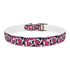 Dog Collar- Pink Leopard Print Hearts