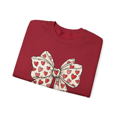 Valentine Heart Bow Sweatshirt — Cute Ribbon Graphic Crewneck