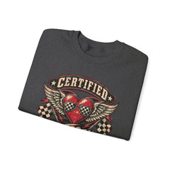 Certified Heartbreaker Crewneck Sweatshirt — Vintage Racing Winged Valentines Heart Graphic