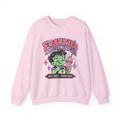 Frankie’s Monstermash Café Sweatshirt — Retro Cute Frankenstein Milkshake Halloween Crewneck