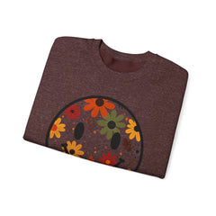 Floral Smile Sweatshirt — Retro Fall Flowers Smiley Crewneck