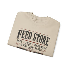 Feed Store Crewneck Sweatshirt — Vintage Farmhouse Seed & Feed Graphic - Southern Heritage