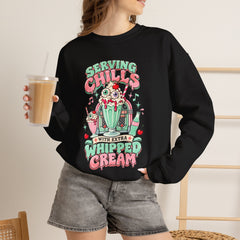 Halloween Sweatshirt — "Serving Chills with Extra Whipped Cream" Retro Ice Cream Graphic - BP