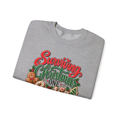 "Surviving Christmas One Cookie at a Time" Cozy Holiday Christmas Crewneck