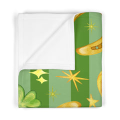 St. Patrick's Day Soft Fleece Dog Blanket - Gold Coins & Shamrock Design