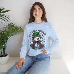 "I'm Having a Meltdown" Beautiful Melting Snowman Christmas Gildan Crewneck