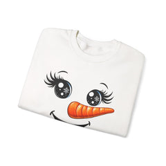 Happy Snowman Crewneck Sweatshirt | Winter Apparel, Christmas Gift, Cozy Sweater, Holiday Clothing, Carrot Nose Design