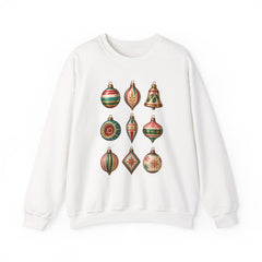 Crewneck Sweatshirt — Vintage Christmas Ornaments Holiday Pullover