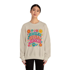 Jewelry Reveal Junkie Sweatshirt by Gildan, Cozy Unisex Crewneck, Gift for Jewelry Lovers