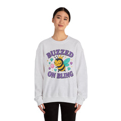 Buzzed on Bling Crewneck Sweatshirt by Gildan - Fun Gift for Bee Lovers, Jewelry Reveals