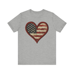 Patriotic Heart Tee - Love USA, American Pride Shirt, 4th of July, Independence Day, Memorial Day, Gift for Her
