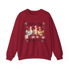"Makin' a List, Chicken It Twice" Christmas Chicken Crewneck Gildan Sweatshirt