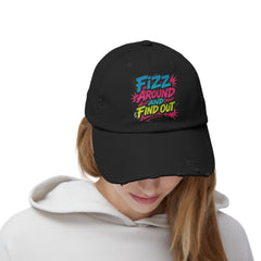 Fizz Around and Find Out Unisex Distressed Cap, Casual Hat, Trendy Headwear, Fizz Jewelry Reveals