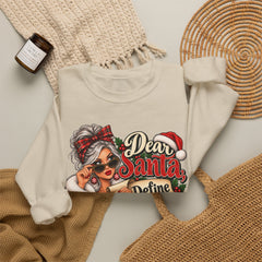 Christmas Sweatshirt - "Dear Santa Define Naughty" Festive Holiday Crewneck