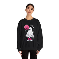 Pink Balloon Halloween Ghost Sweater | Unisex Crewneck Sweatshirt for Cozy Autumn Nights, Halloween Party, Spooky