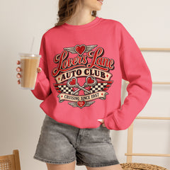 Lovers Lane Auto Club Vintage Racing Graphic Crewneck Sweatshirt- Valentine