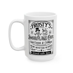 Coffee Lovers Ceramic Mug — 'Frosty's Snowflake Cafe' Vintage Mug 11oz/15oz