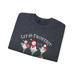 Lit & Frostbit Design | Festive Christmas Martinis, Winter Parties, Snowman Apparel, Christmas Party Sweatshirt