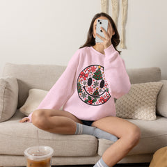 Christmas Smiley Crewneck Sweatshirt — Festive Holiday Smile Graphic