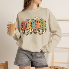 Fresh as a Daisy Crewneck Sweatshirt – Retro Spring Floral Graphic