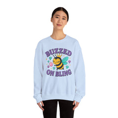 Buzzed on Bling Crewneck Sweatshirt by Gildan - Fun Gift for Bee Lovers, Jewelry Reveals