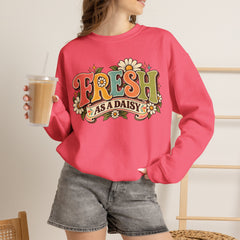 Fresh as a Daisy Crewneck Sweatshirt – Retro Spring Floral Graphic