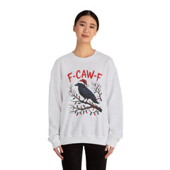 "F-CAW-F" Festive Raven Holiday Christmas Crow Crewneck Gildan Sweatshirt