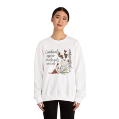 Angel & Cardinal Sweatshirt, Cozy Crewneck for Winter, Holiday Gift, Winter Fashion, White Christmas Sweatshirt,