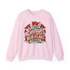 "I Have Enough Red Flags, Thanks" Vintage Banner Graphic Valentine Sweatshirt
