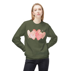 Heart Watercolor Crewneck Sweatshirt — Pink Hearts Graphic Pullover for Valentine’s Day
