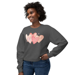 Watercolor Hearts Crewneck Sweatshirt — Valentine's Day Romantic Pullover