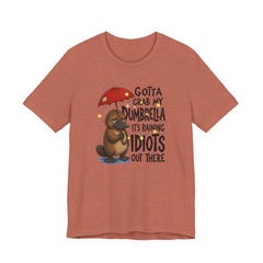 Funny Platypus T‑Shirt — "Gotta Grab My Dumbrella, It’s Raining Idiots Out There" Graphic Tee