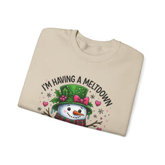 "I'm Having a Meltdown" Beautiful Melting Snowman Christmas Gildan Crewneck