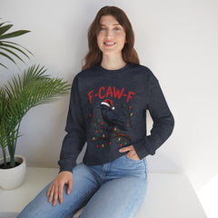 "F-CAW-F" Festive Raven Holiday Christmas Crow Crewneck Gildan Sweatshirt