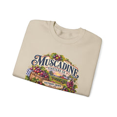 Muscadine Vineyard Crewneck Sweatshirt — Vintage Grape Winery Graphic - Southern Heritage