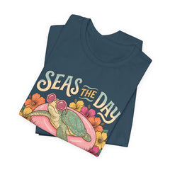 Seas the Day Turtle Tee — Vintage Floral Beach T-Shirt
