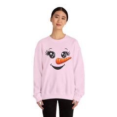 Happy Snowman Crewneck Sweatshirt | Winter Apparel, Christmas Gift, Cozy Sweater, Holiday Clothing, Carrot Nose Design